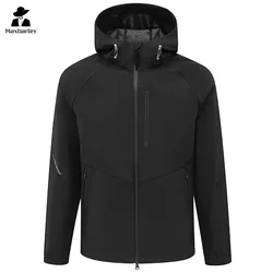 2024 New Arrival Waterproof Jacket Men's Work Soft Shell Waterproof Breathable Hooded Raincoat Autumn Casual Camping Windbreaker