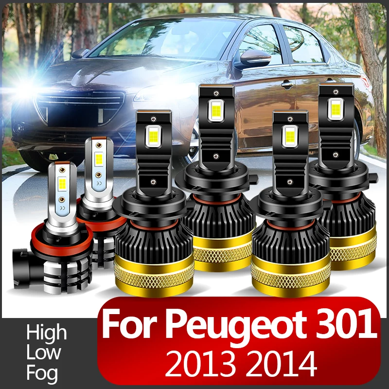 

2 шт. 12 В 30000LM Canbus для Peugeot 301 2013-2014 Автомобильные светодиодные фары дальнего света ближнего света противотуманные фары высокого качества 6000k