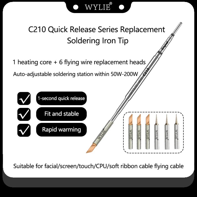 WYLIE C210 Quick Release Series Replacement Soldering Iron Tip For Facial Screen Touch CPU Soft Ribbon Cable Flying Cable