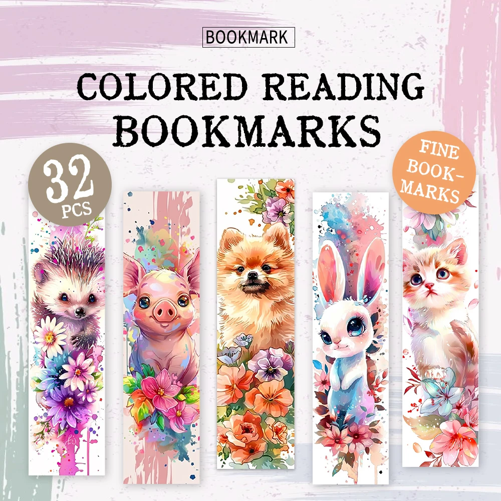 32 marcadores de animales de acuarela, juego de marcapáginas peculiar, regalo de cumpleaños perfecto, ideal para profesores, lectores y amantes de los libros