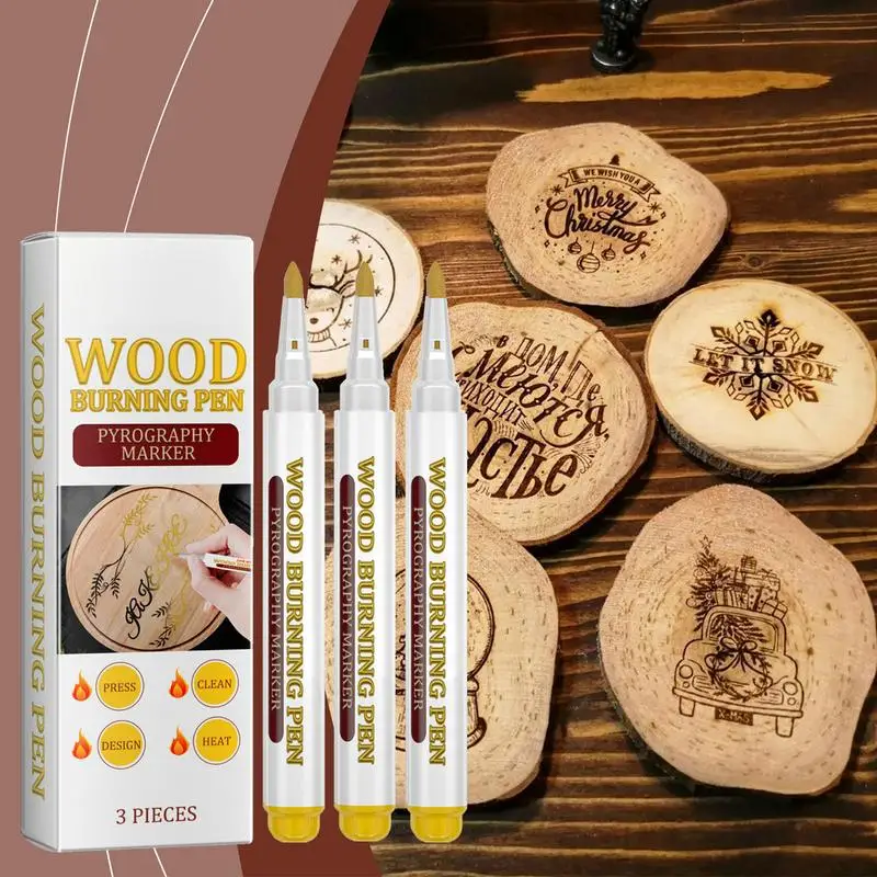 Wood Burning Marker Pen Scorch Pen for Wood Drawing Oil-Based Ink Wood Painting Tool for Walnut, Basswood, Poplar, and Birch