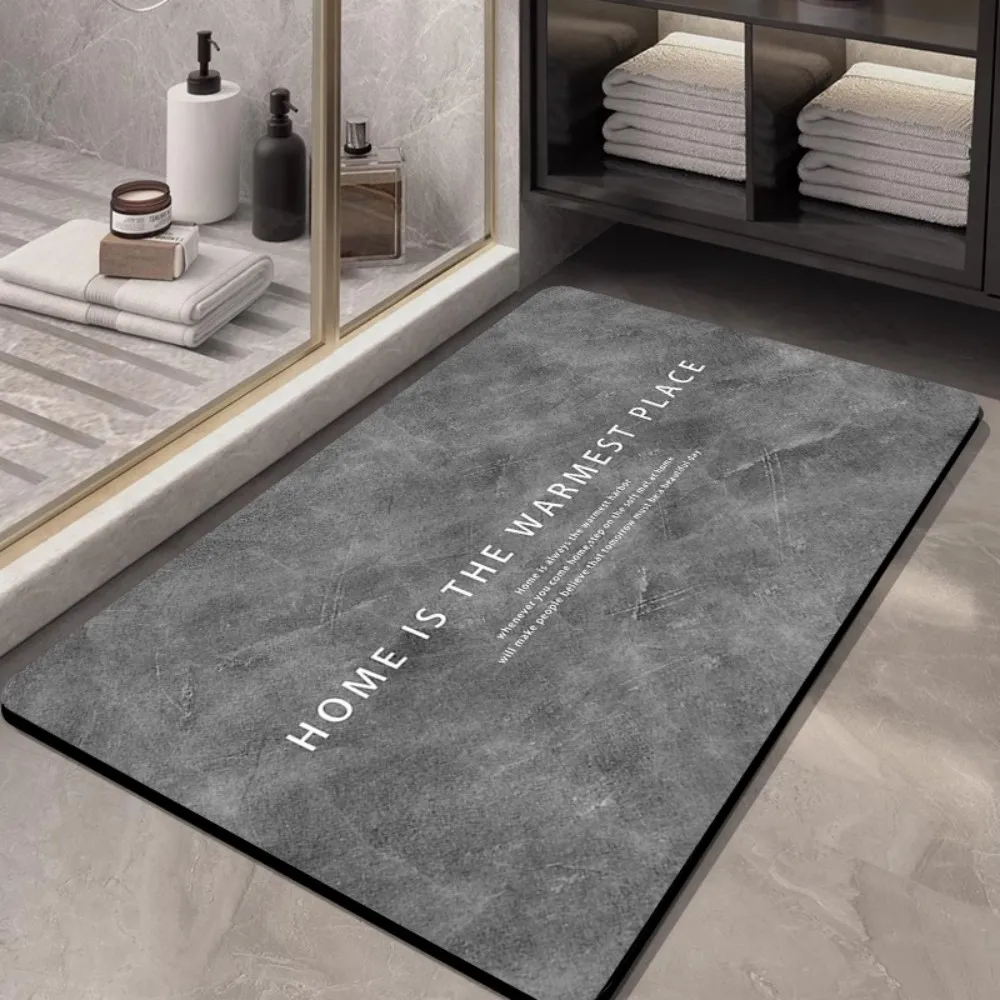 

VIKAMA Non Slip Absorbent Bathroom Rug Grey Concrete Pattern Industrial Style Home Decor Rug Suitable For Bathrooms And Hallways
