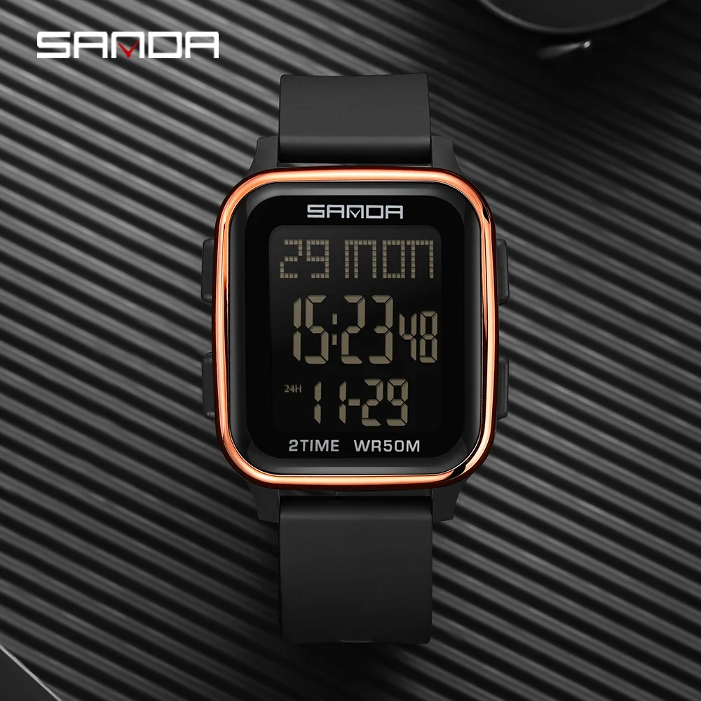 Fashion Sanda Top Brand 6211 Led Digital Electronic Trend Multi Functional Alarm Clock Single Display Men's And Women's Watches