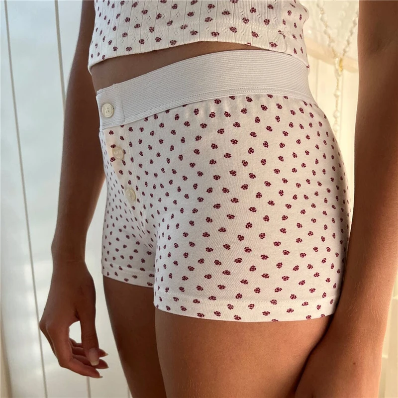 Casual Women’s Button Front Lounge Shorts 2025 Summer Vintage Low Waist Female Chic Bottoms Slim Fit Shorts Going Out Shorts