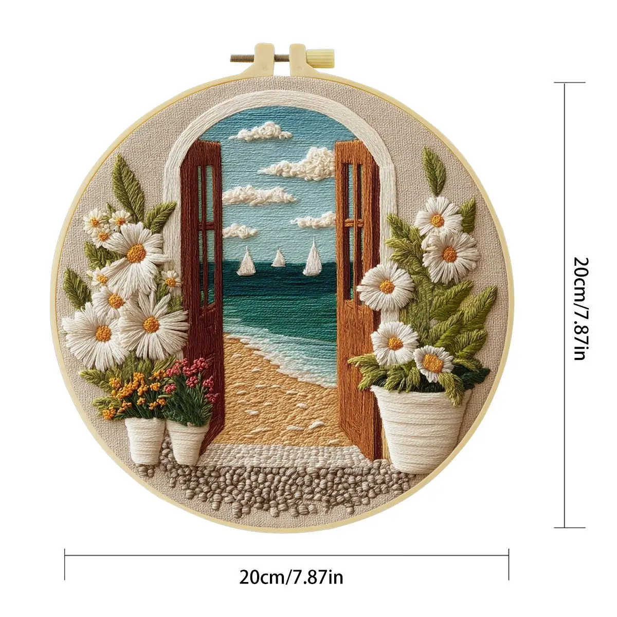 1 Stück 20X20CM/15X15CM 7,87/6,3 Zoll Der Meerblick vor der Tür Stickerei Starter-Kit DIY-Kit DIY-Stickerei-Set Handarbeiten – Detail 2