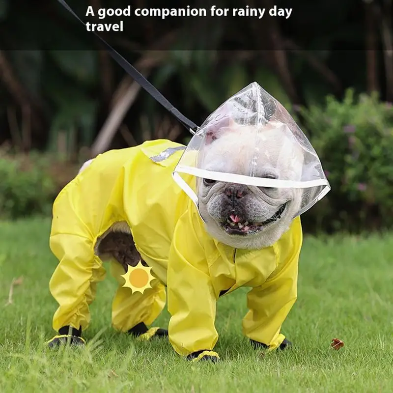 Dog Rain Jacket Reflective Dachshund Raincoat Waterproof Rain Poncho Lightweight Windproof Dog Jacket Full Coverage Clear Hood