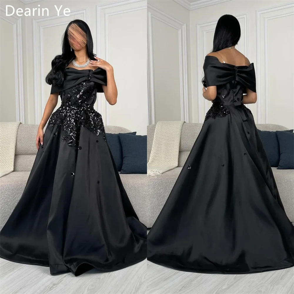 

Customized Evening Dress Dearin Off-the-shoulder A-line Floor Length Skirts Draped Sequin Knot Applique Bespoke Occasion Dresses