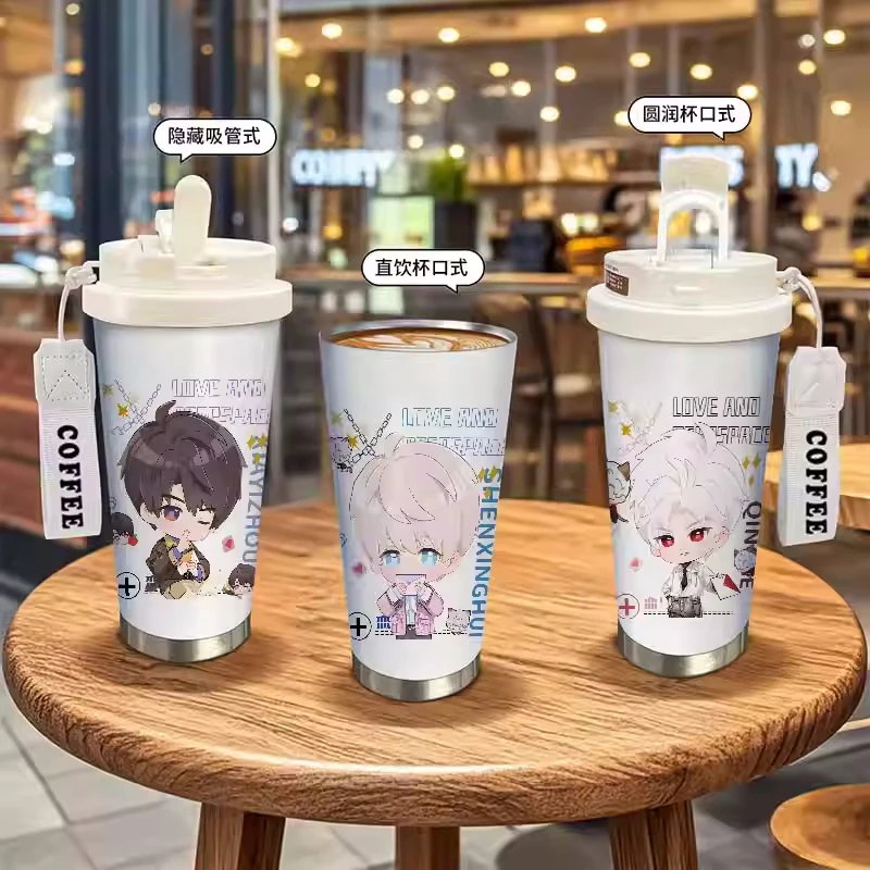 Love and Deepspace Cartoon Zayne Xavier Rafayel Sylus 530ml Thermos Cup 316 Stainless Steel Water Coffee Cup Office Student Gift