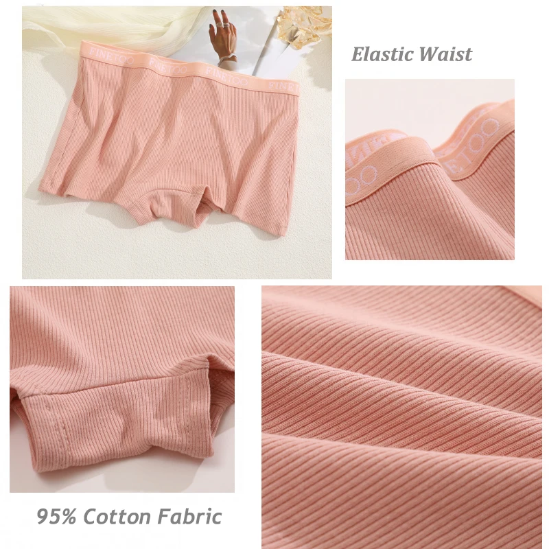 Women Cotton Panties 3PCS/Set Soft Boyshort Solid Color Boxers Ribbed Elastic Underwear Girls Sexy Low Rise Lingerie S-XL
