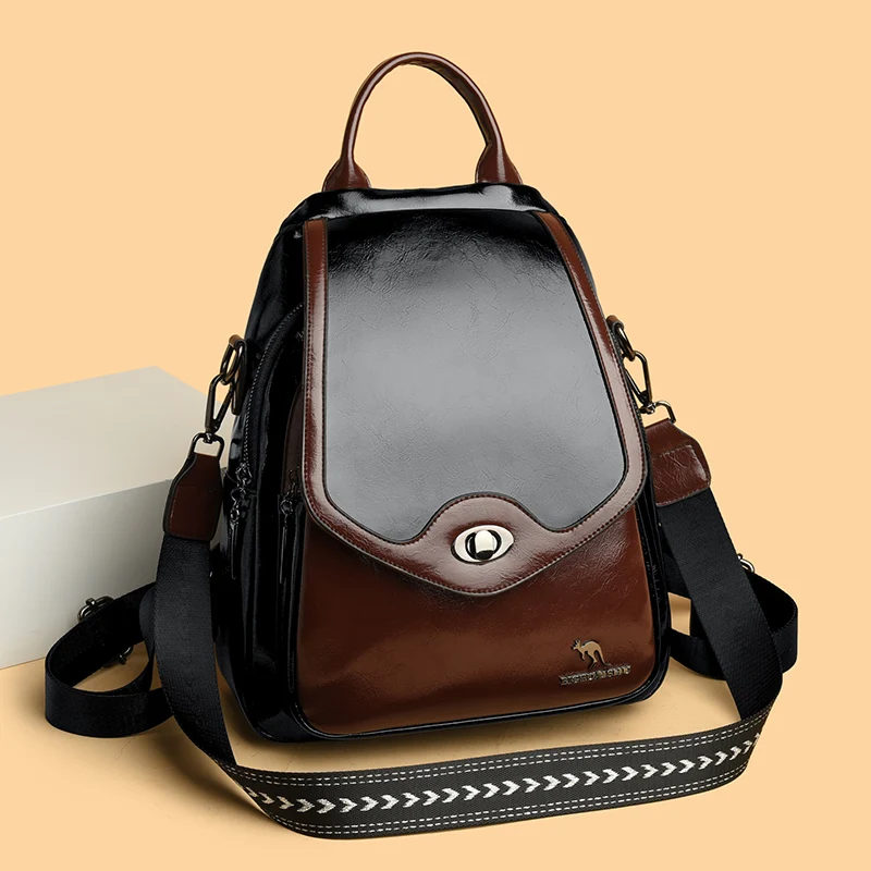 

2025 Female Leather Backpacks High Quality Ladies Bagpacks Luxury Designer Large Capacity Casual Daypack Mochilas Sac A Dos