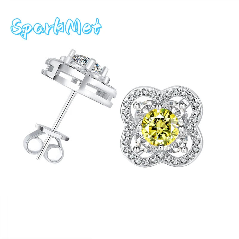 

SparkMet 100% натуральные 0,5 карата бирюзовые муассанитовые четырехлистные серьги с сертификатом пройденный тест на бриллианты женские ювелирные изделия в подарок S925 серебро