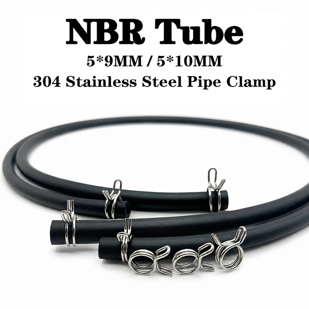 5*9/5*10mm NBR Tube+304 steel clamp Oil resistant/aging/high temperature/oil pipe and water pipe fastening kit