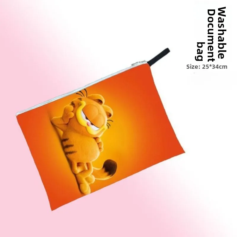 

Garfield cartoon cute canvas storage bag kawaii student office A4 zipper document file bag anime merchandise wholesale