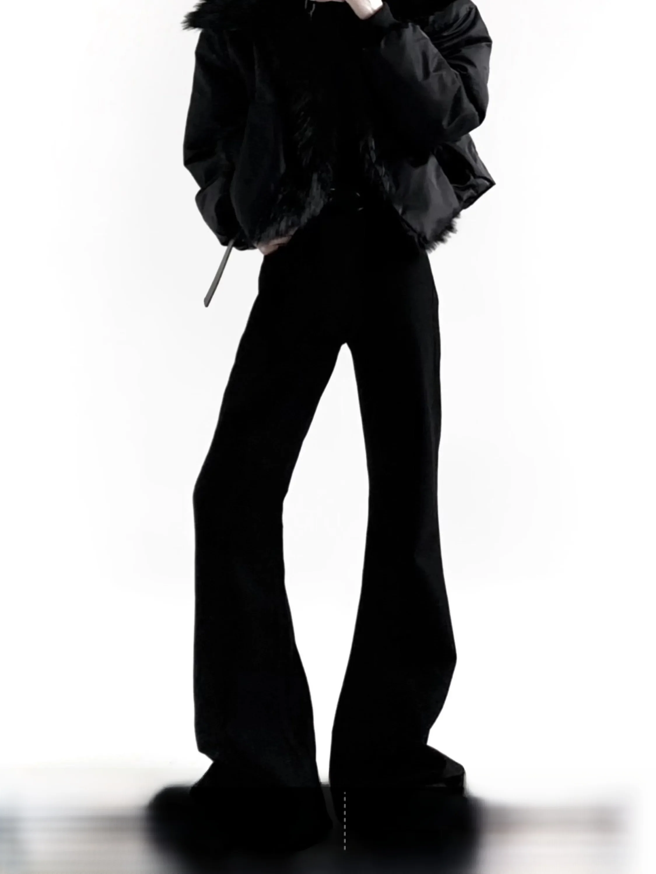 

Classic Black Cleanfit Micro Flared Jeans Men's High Waist Stretch Denim Pants Long Floor-Length Dragging Casual Wear