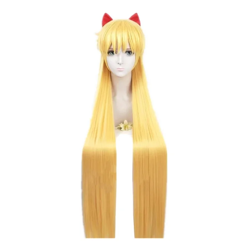 ชุดคอสเพลย์อนิเมะใหม่ Aino Minako Sailor Venus พร้อมอุปกรณ์เสริม วิกผมยาวสีทอง โบว์ให้เลือกสำหรับงานปาร์ตี้และเกม