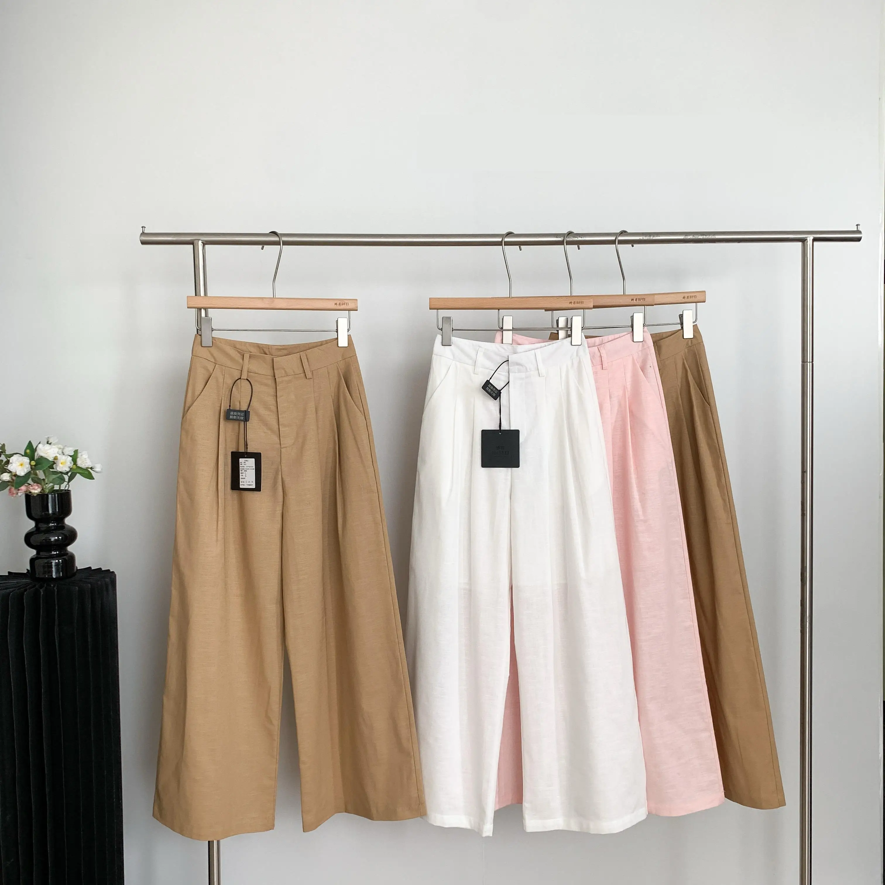 Damen Frühling Sommer Dünne Weite Hosen Damen High-Waist Lose Bequeme Lange Hosen