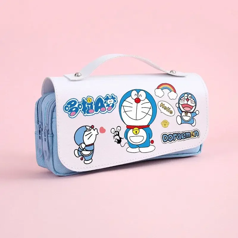 Sac à crayons de grande capacité pour enfants, sac de rangement de dessin animé, mignon, animation Doraemon, étudiant, multifonctionnel, cadeau de vacances