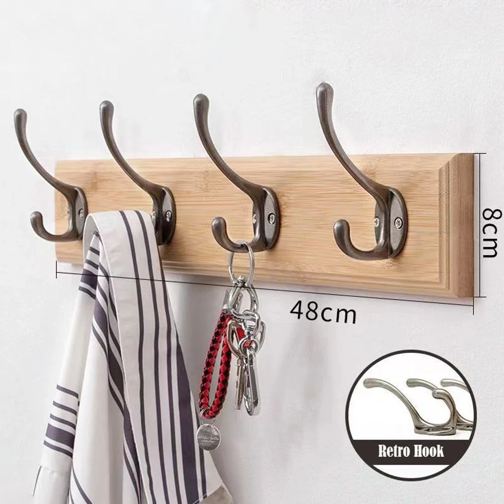 Wall Mounted Solid Wood Coat Rack with Hooks Hats Clothes Hanger Closet Organizer Perchero Furniture for Hallway Entrance Decor