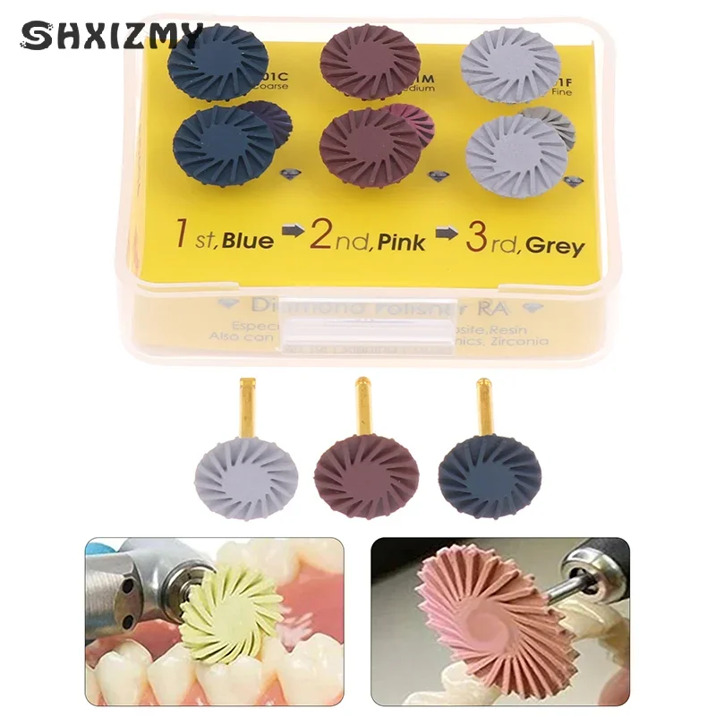 

1/6Pcs Dental Rubber Polisher Composite Resin Bending Machine Polishing Head Spiral Flex Brush Burs Dentistry Polishing Tools