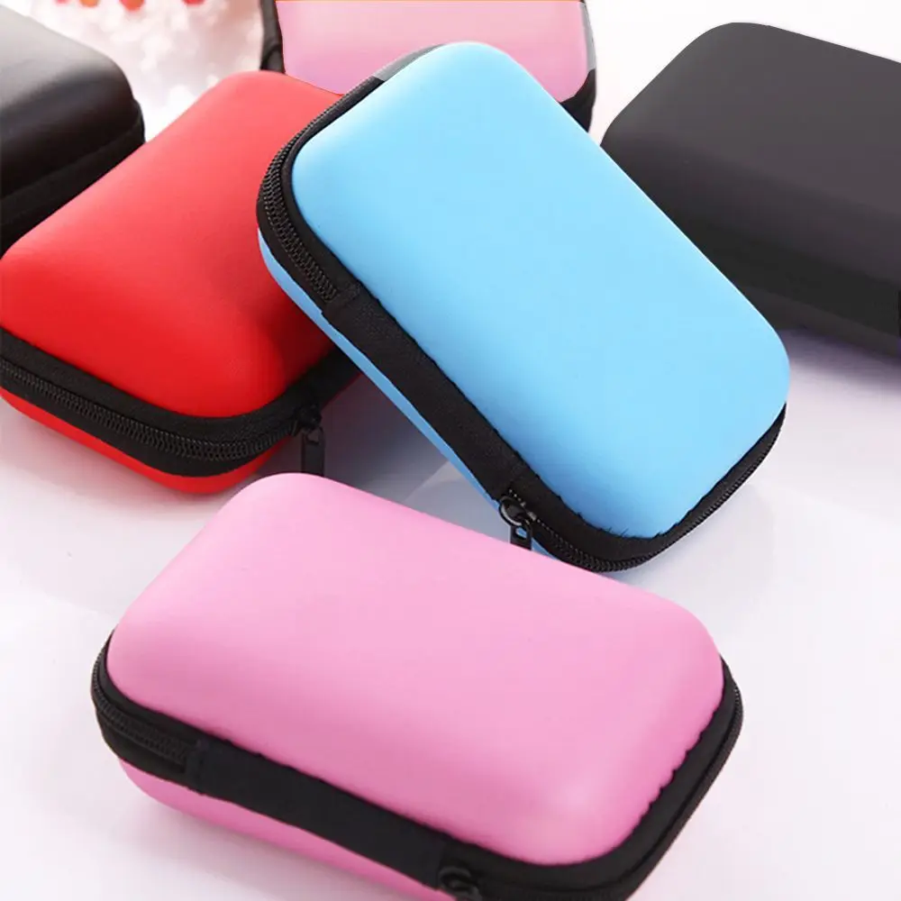 Portable Earphone Bag Coin Purse Headphone Accessories Earbuds Memory Card Case USB Cable Organizer Storage Box 11x8x4cm