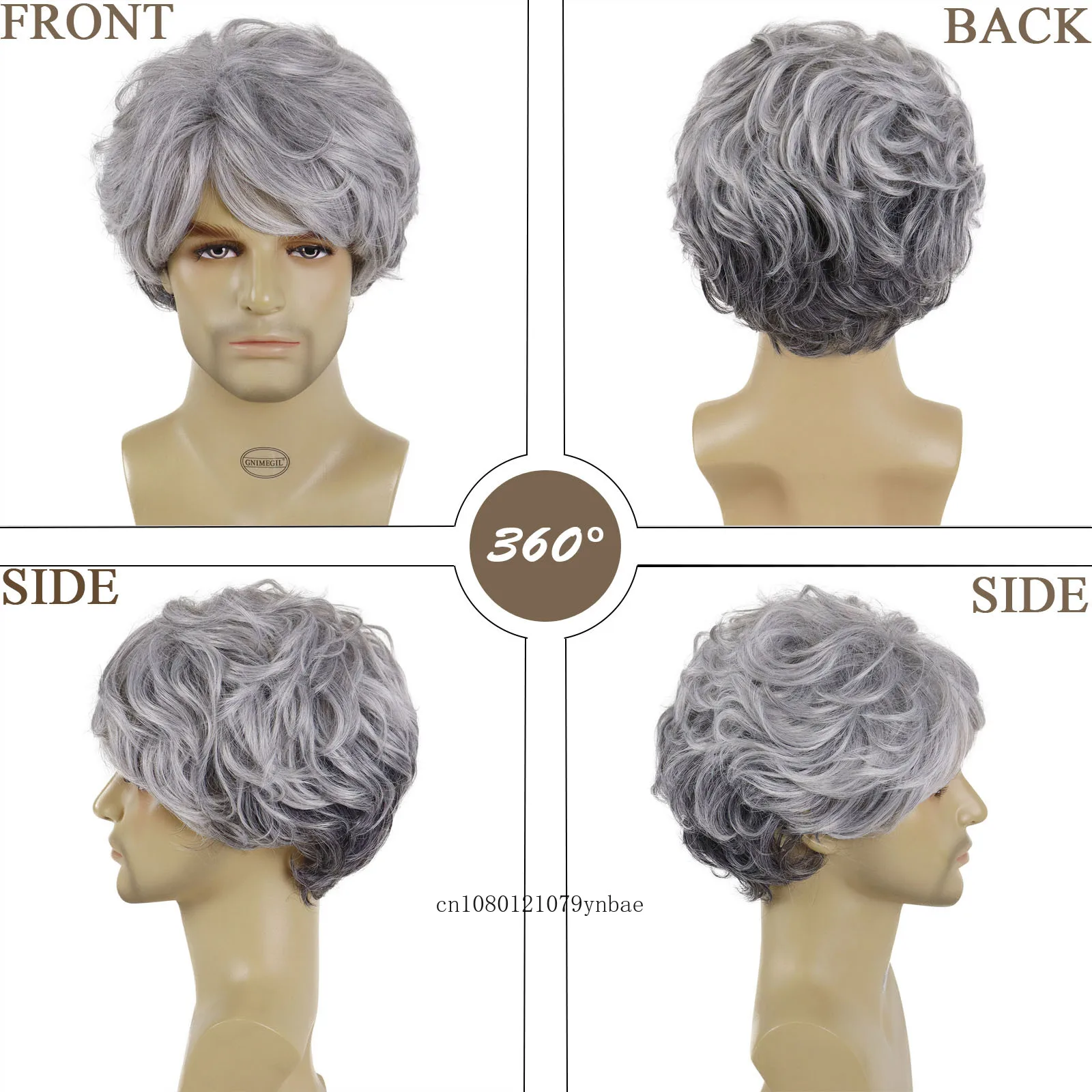 Synthetic Hair Grey Wig for Men Elderly Father Cosplay Costume Party Daily Short Hairstyle Wigs Heat Resistant Average Cap Size