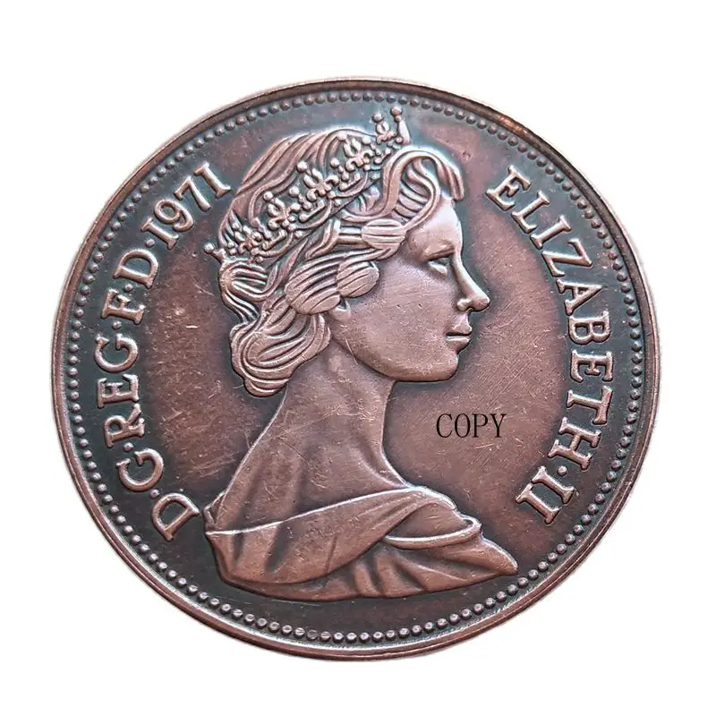 Reproduction Copper United Kingdom Crown 1971 Decorative Commemorative Coin 25.9mm