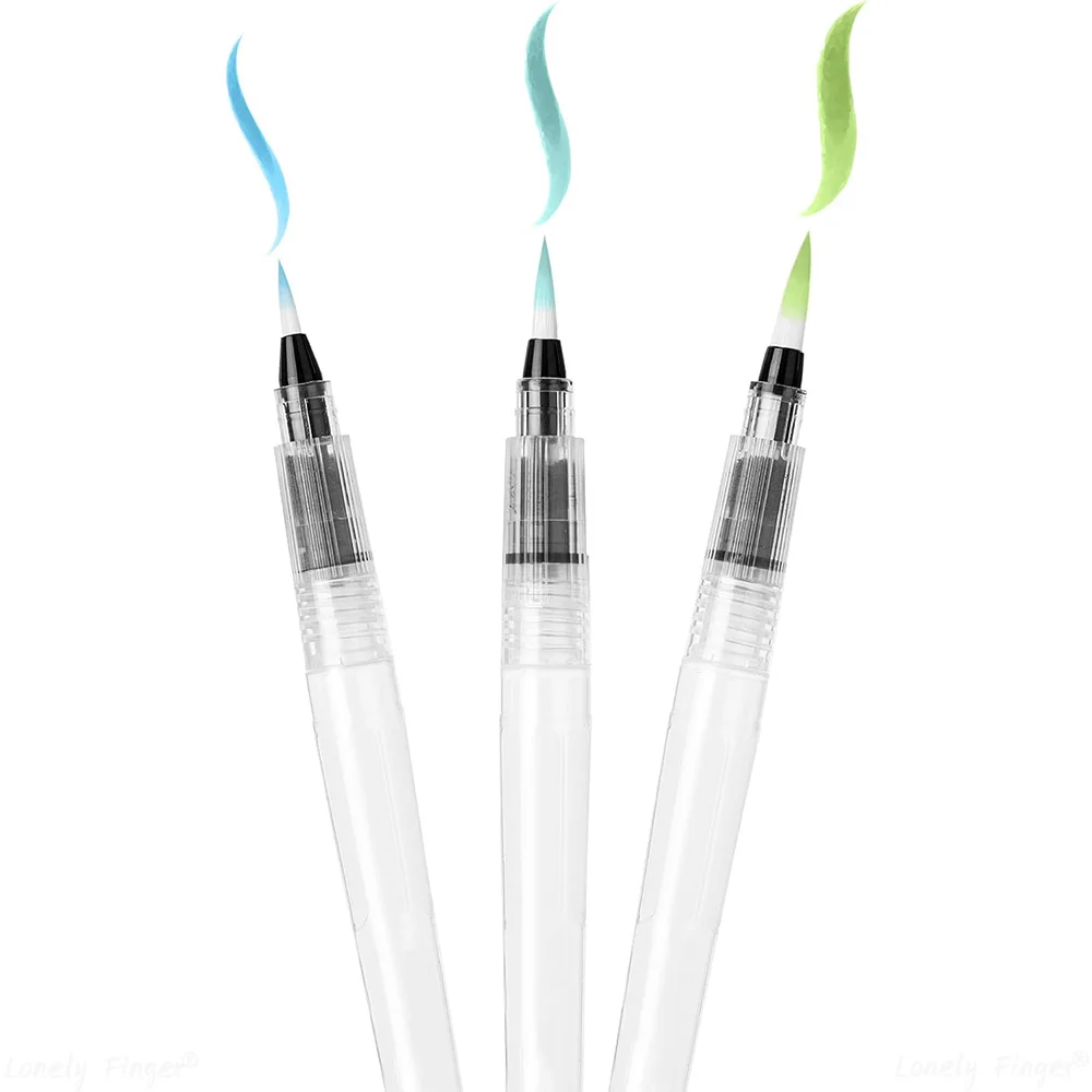 أقلام فرشاة ألوان مائية، 3 عبوات، مجموعة فرش ألوان مائية، قلم فرشاة قابل لإعادة الملء للبالغين، فرش مائية للألوان المائية #3