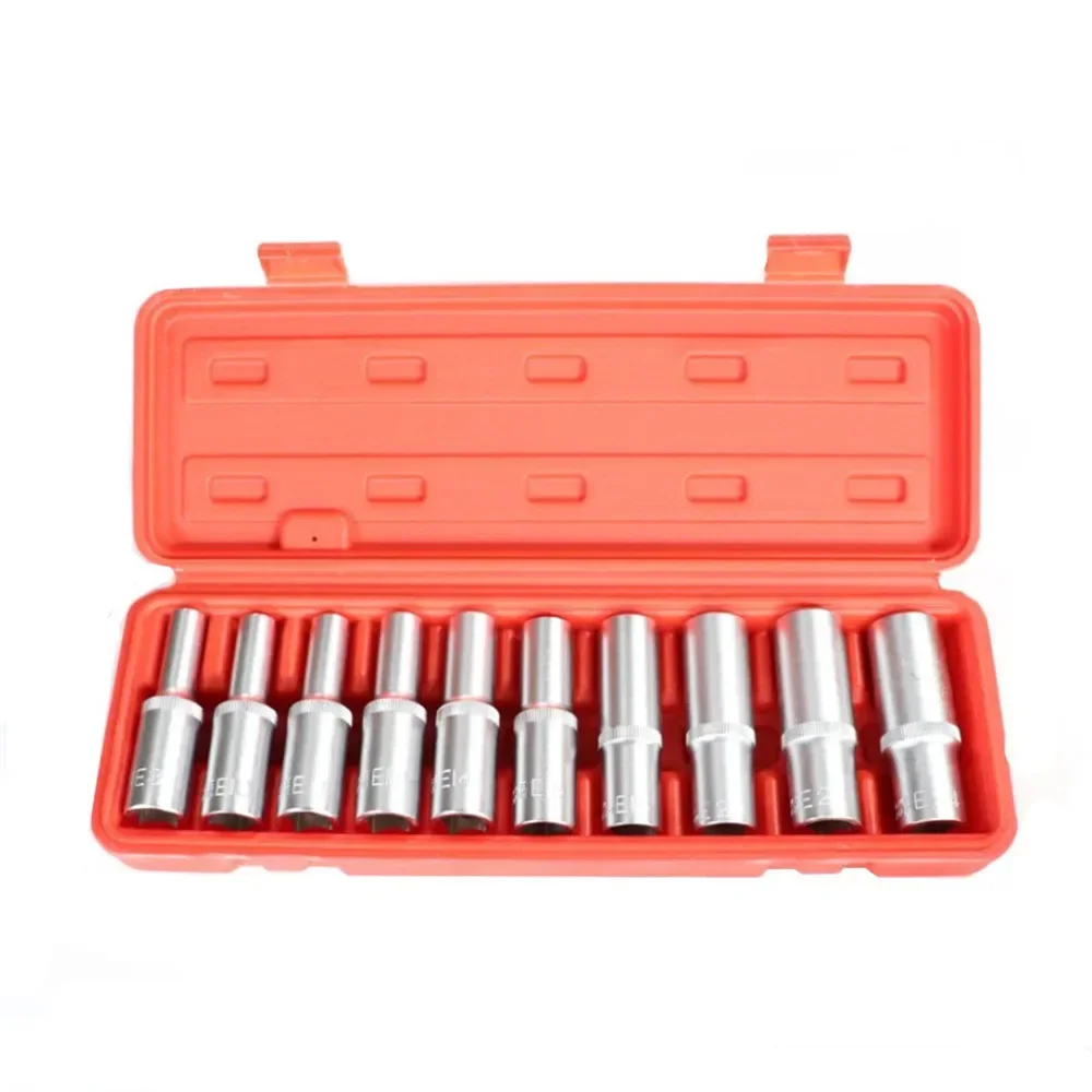 9/10/14/17-Piece E Torx Star Socket Set with 1/2 Inch Drive E4 to E24 Sizes for DIY Workshop Woodworking and Precision Tool