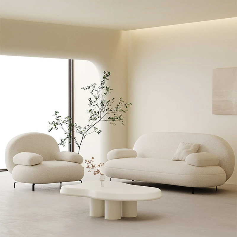 

Living Room Sofa Furniture Semi Circle Sectional Sofa Modern Minimalist Hotel Clothing Store Lamb Wool Reception Sofa