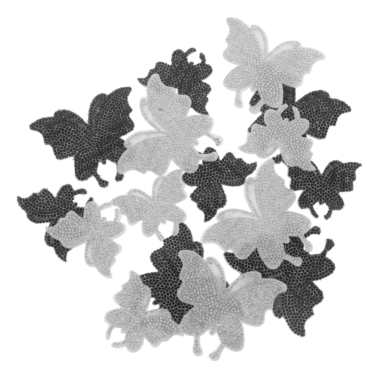 

16pcs Rhinestone Butterfly Car Decals 2 Sizes White Black Bling Stickers For Bumper Window Door Dashboard Auto Interior