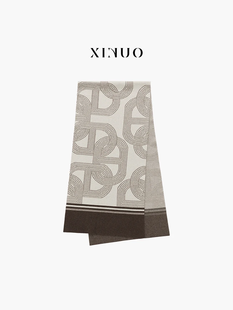 

Шерстяной шарф-палантин Xinuosichou с длинным узором, теплый, мягкий, уютный, зимний модный аксессуар унисекс, высокое качество, подарок на Новый год