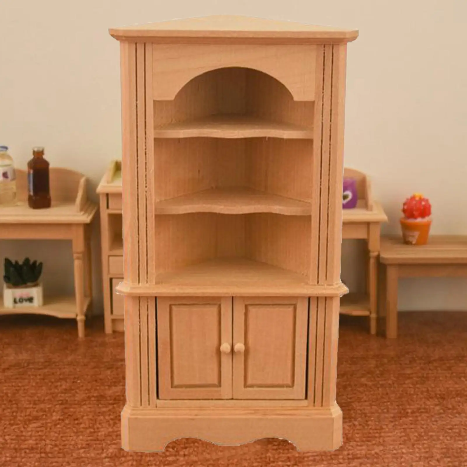 Holz Miniatur Weinschrank/Bücherregal/Schrank 1/12 Puppenhausmöbel