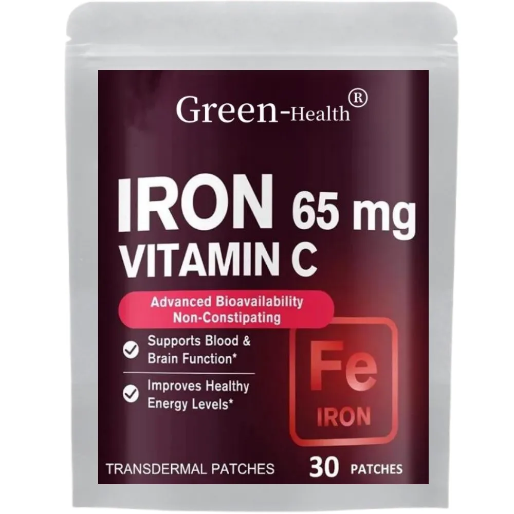 

30 Patches Iron Transdermal Patches for Women and Men, with Vitamin C, Blood, Energy, Muscle & Immune System Support