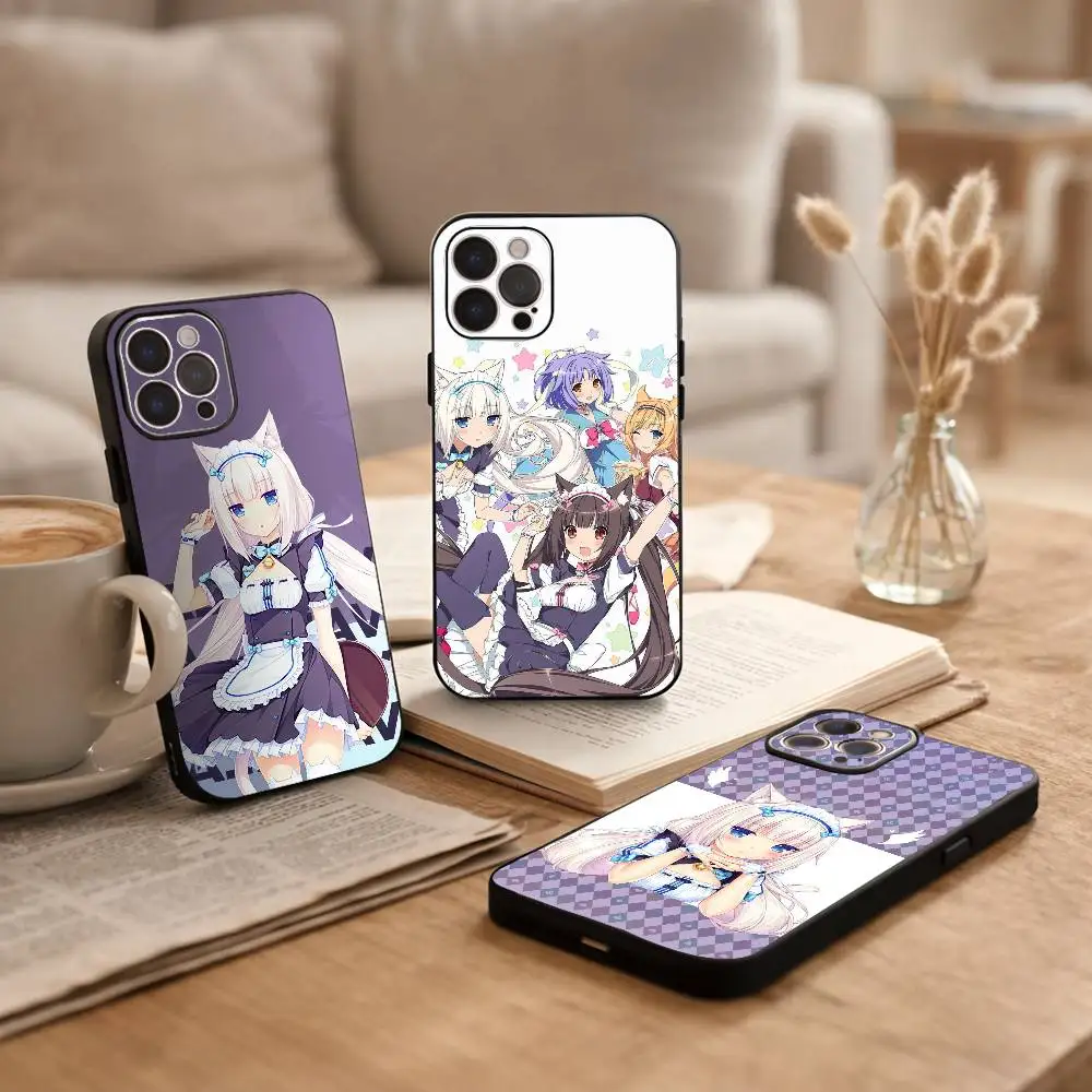 

N-Nekopara girls Game Phone Case For iPhone17,16,15,14,13,12Plus,Pro Max,XS,5G Soft Silicone Black Cover