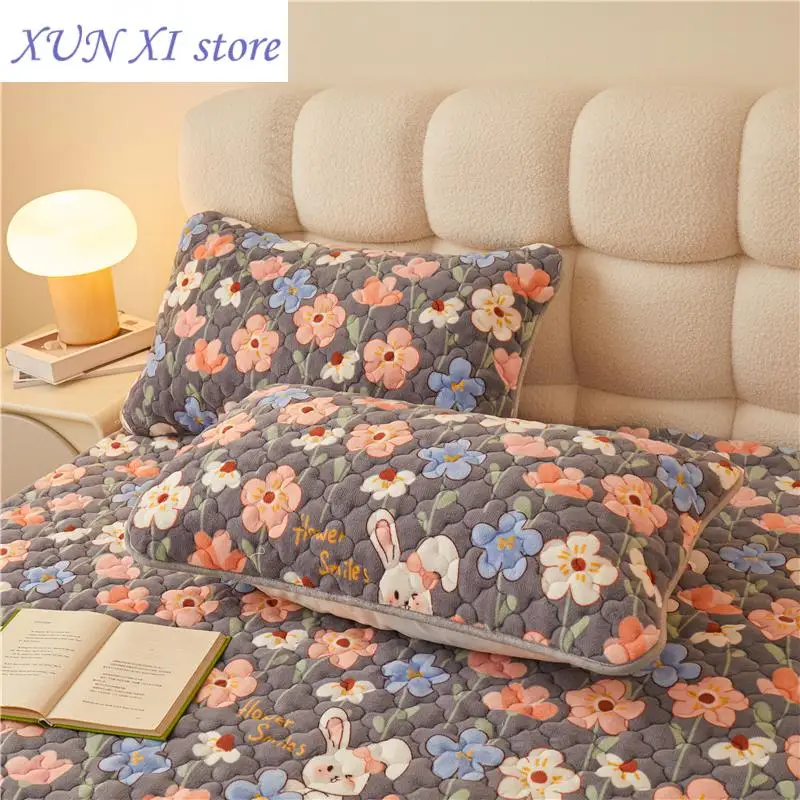 

New Floral Style Pillow Case Velvet Pillowcase capa de almofada Thickened Pillow Rectangle Cushion Cover 48x74cm Pillowcase