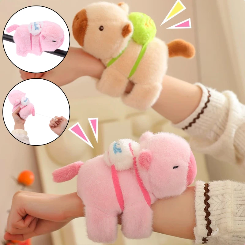 

Wagging Tail Cute Capybara Plush Clap Circle Hand Ring For Women Girls Cartoon Cute Capybara Wristband Bracelet Children Gifts