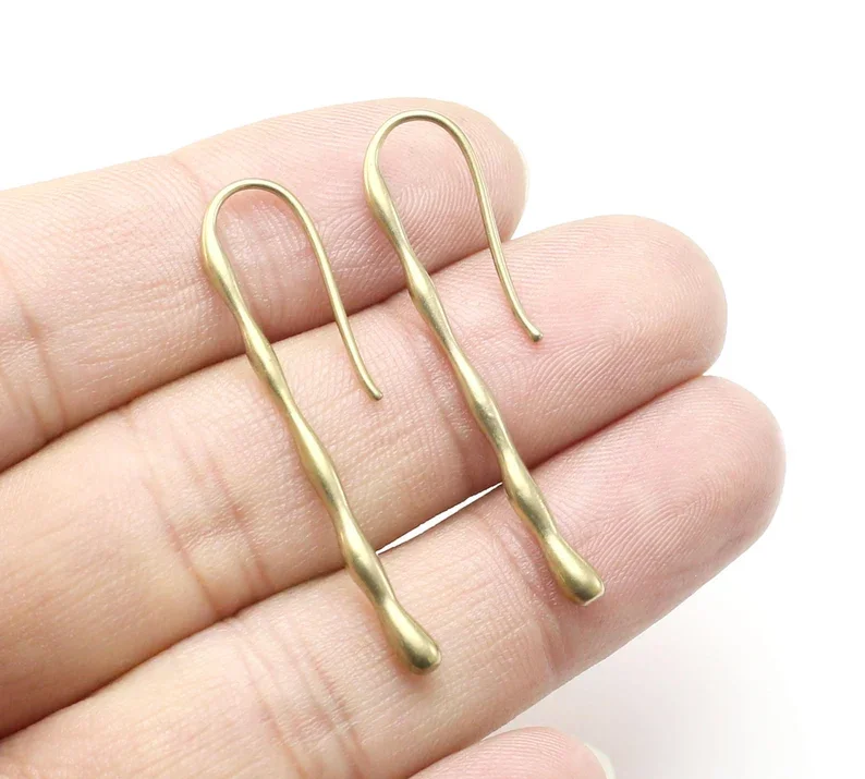 

10pcs Long Teardrop Earrings, Brass Earring Hooks, Raw Brass Ear Wire, Earrings Making, 41.8mm, Jewelry Supplies - R2440