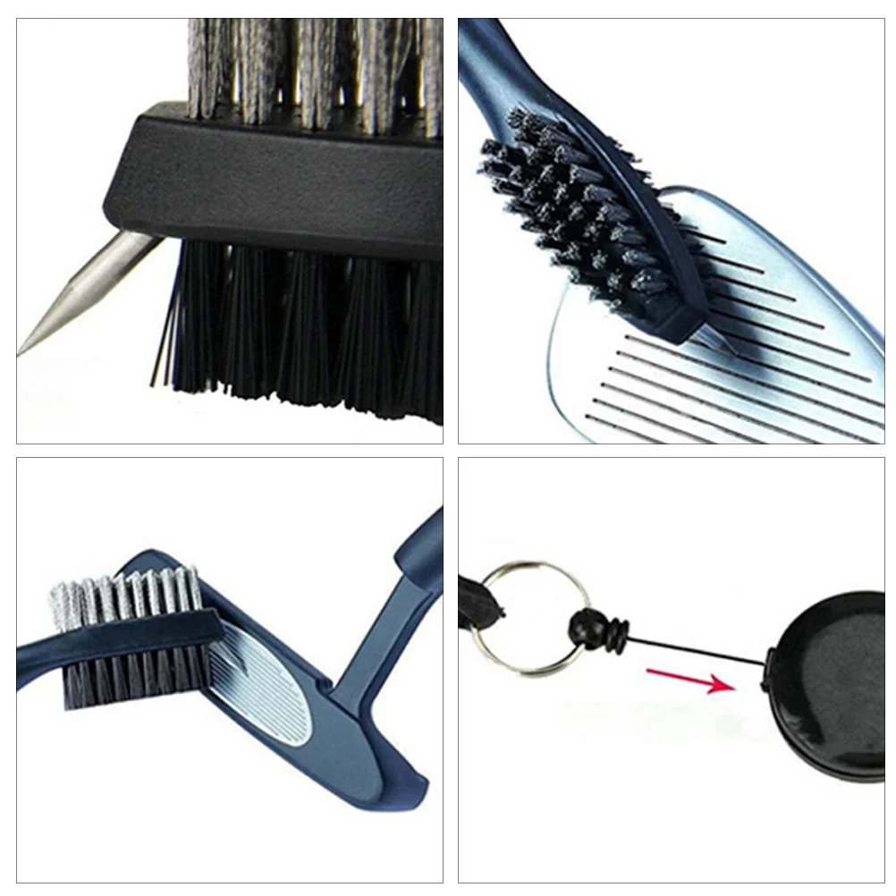

1Set Golf Club Groove Sharpener Groove Sharpening Tool Durable Nylon Steel Bristle Brush Spring Buckle Hanging Golf Cleaning