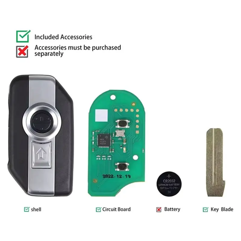 ABHX-XSBM90GL XM38 دراجة نارية الذكية الوجه مفتاح بعيد مع رقاقة 8A وقذيفة لسيارات BMW #6