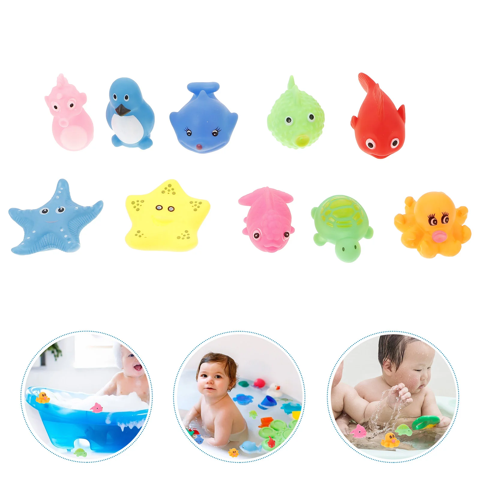 Jouets de baignoire en caoutchouc pour bébé, petite tortue pour enfants, animaux de bain en vrac pour tout-petits, eau de l'océan et de la mer, 10 pièces