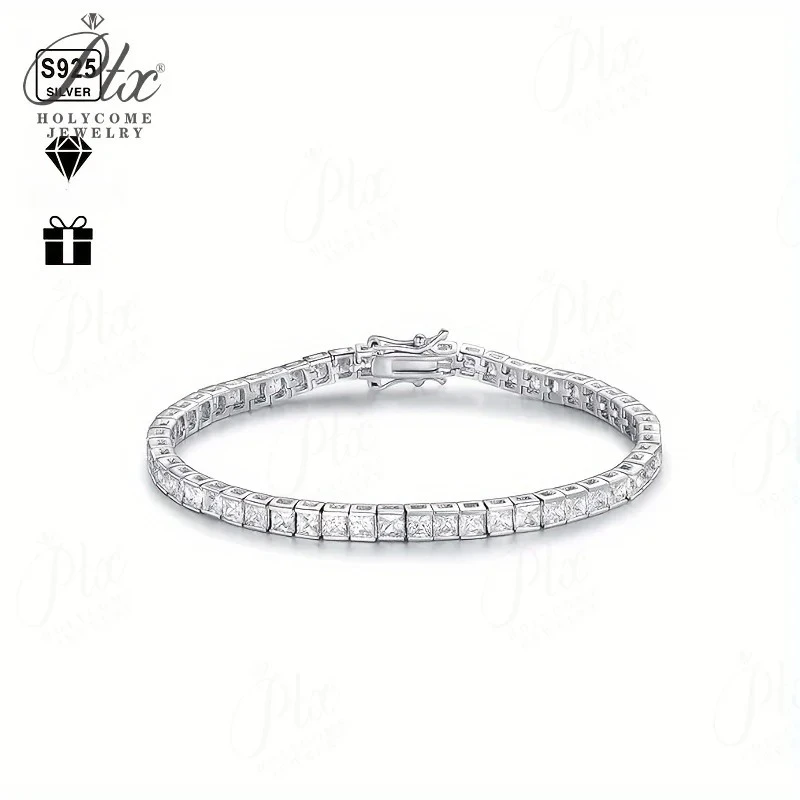 

Браслет-куб 3x3 мм с высоким углем и бриллиантами, стерлинговое серебро 925 пробы, подарок на годовщину, новинка 2025 года, унисекс, высококачественные подвески-цепочки для тенниса