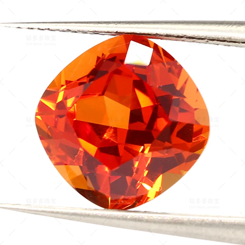 2024 New Quality Lab-grown Sapphire Orange CushionDIY Ring Necklace Custom Jewelry Single Wholesale Discount Price