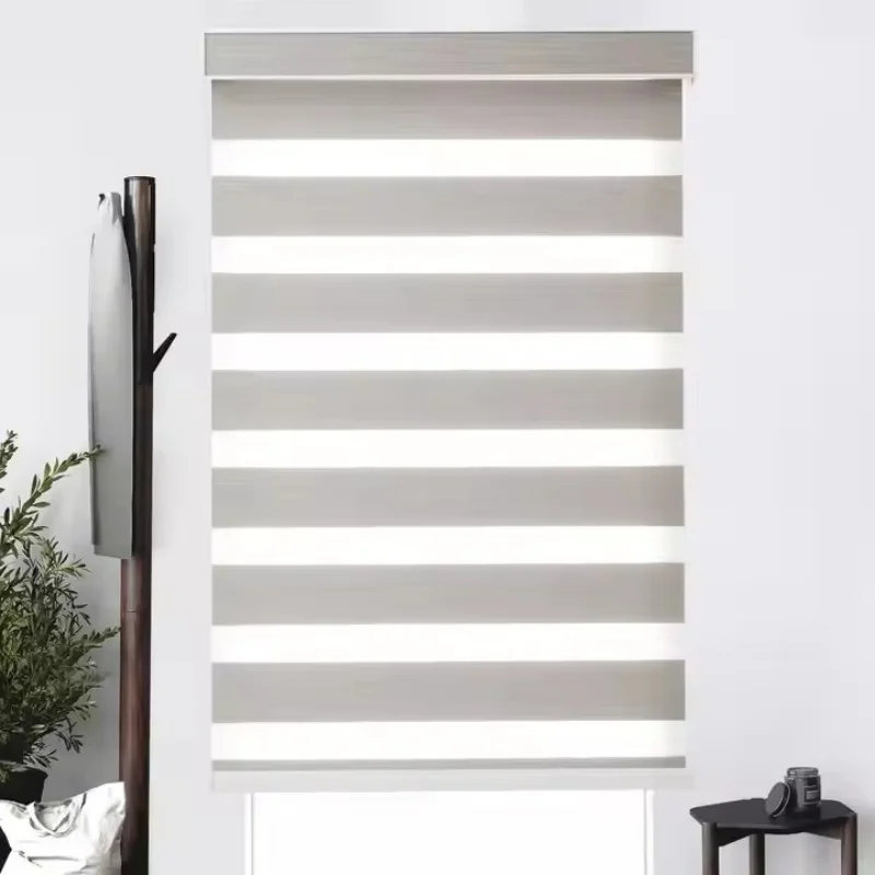 

Профессиональный индивидуальный новый дизайн, 100% двухслойные умные дневные и ночные затемняющие моторизованные рулонные жалюзи из зебры для окон