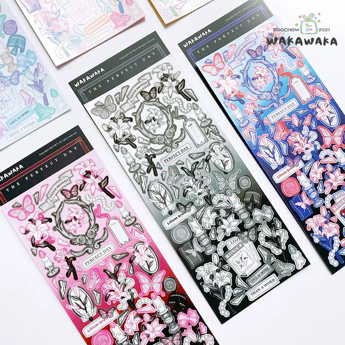 1 Pc Vintage Colorful Flower Pattern Toploader Deco Sticker DIY Scrapbooking Chinese Style Kpop Idol Photo Card Deco Stickers