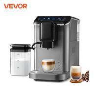 VEVOR Automatic Espresso Machine Coffee Latte Machine with Color Touch Screen 15 Grinding Levels and Removable Milk Reservoir