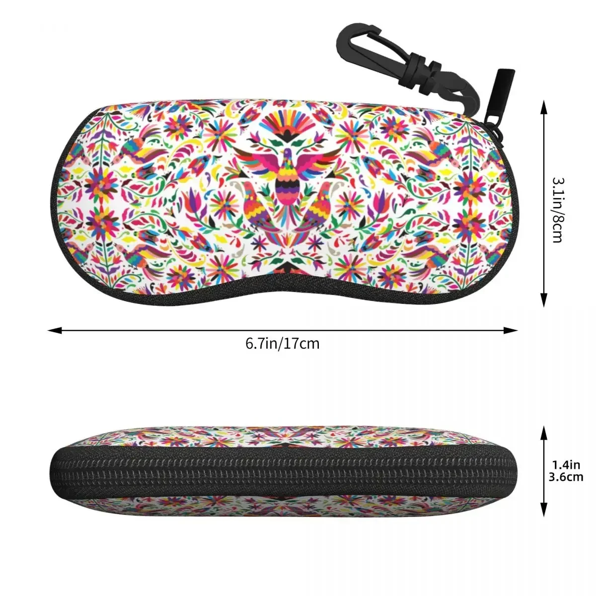 Custom Otomi Birds Mexican Flowers Pattern Glasses Case Stylish Shell Eyeglasses Case Sunglasses Box