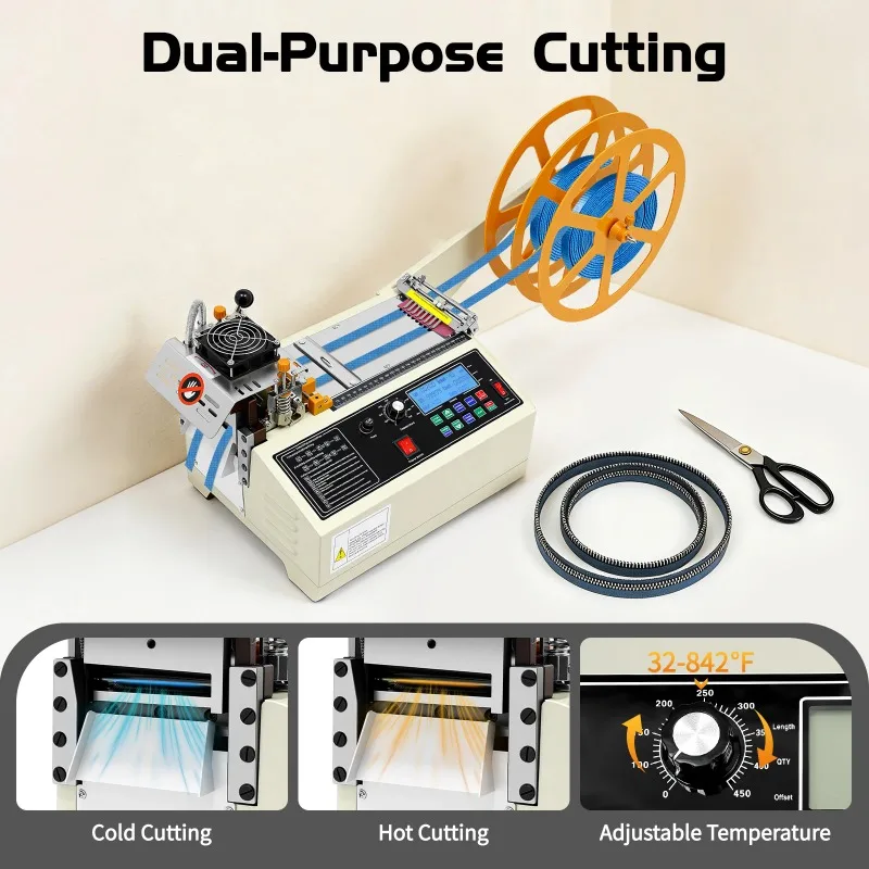 400W Automatic Hot and Cold Rope Cutting Machine LCD Webbing Cutting Machine for Cutting Braided Belts