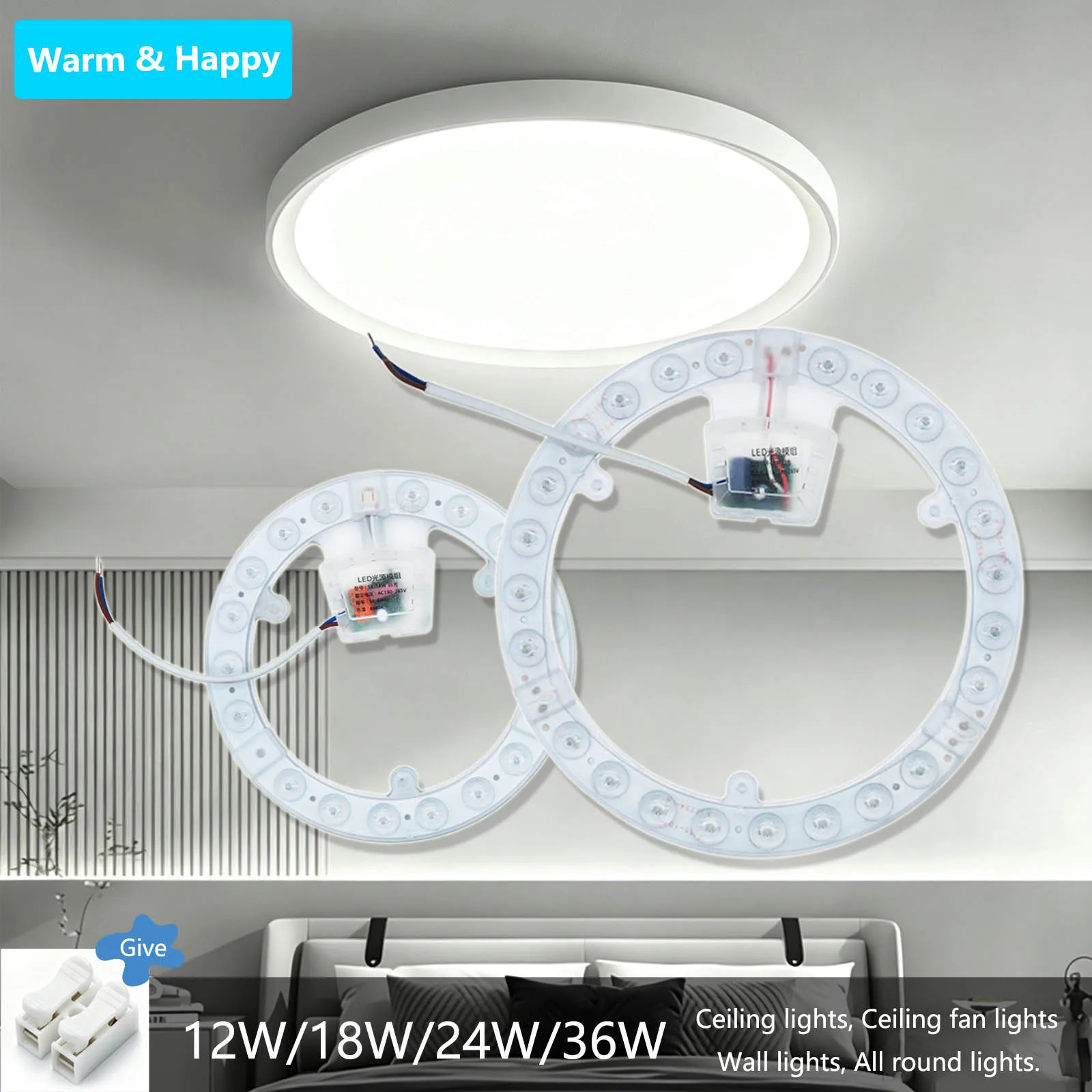 220V LED Ceiling Light Module 12W 18W 24W 36W DIY LED Panel Light Replacement Ceiling Light Wall Light Circular Accessory