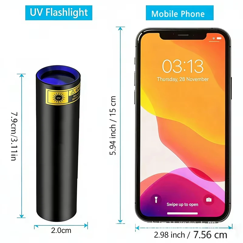 USB Charging Mini 365nm 395nm Blacklight UV Flashlight Ultraviolet Torch Cat Dog Urine Scorpion Ore Tinea Manicure Detector Lamp view 6
