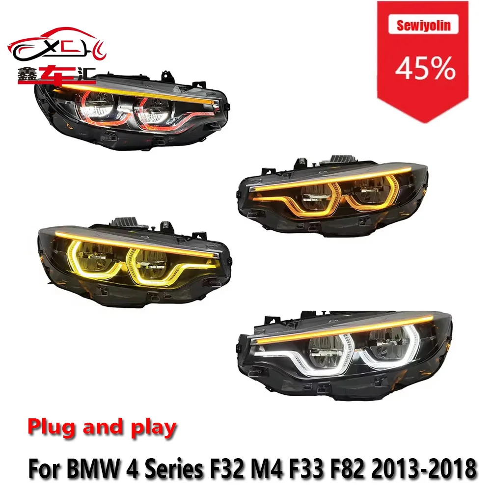 

Sewiyolin Car LED Headlight For BMW 4 Series F32 M4 F33 F82 2013-2018 YELLOW WHITE RED Amber Color Switching Fog DRL